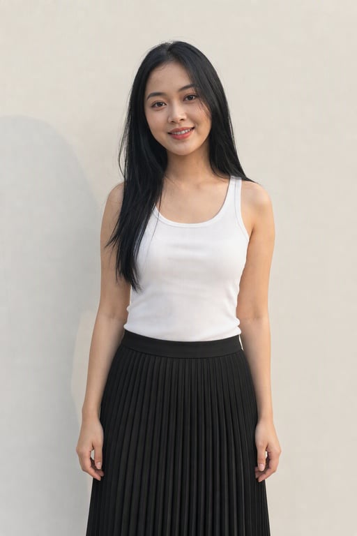 Chân váy midi xếp ly