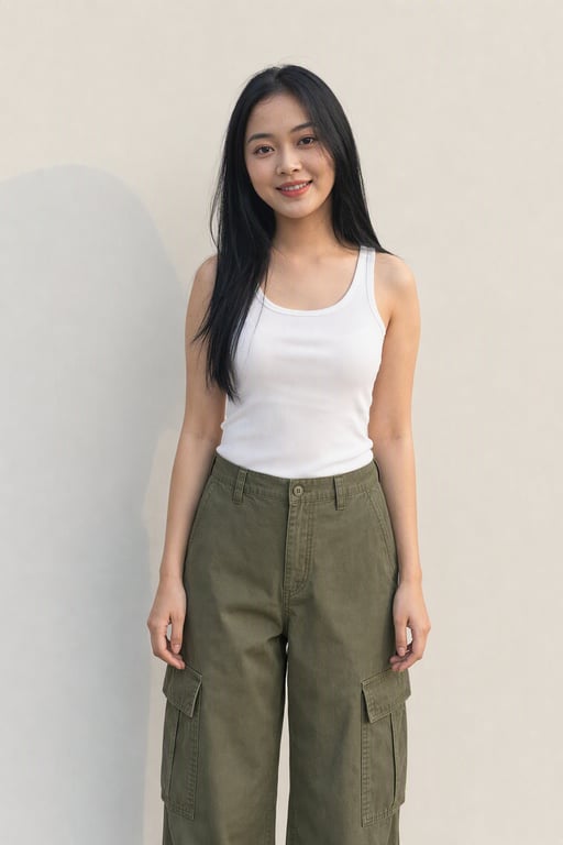 Quần túi hộp màu ô liu