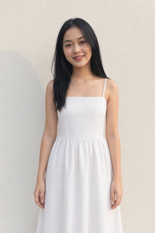 Đầm trắng dáng suông