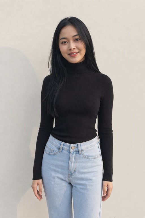 Áo cổ lọ đen