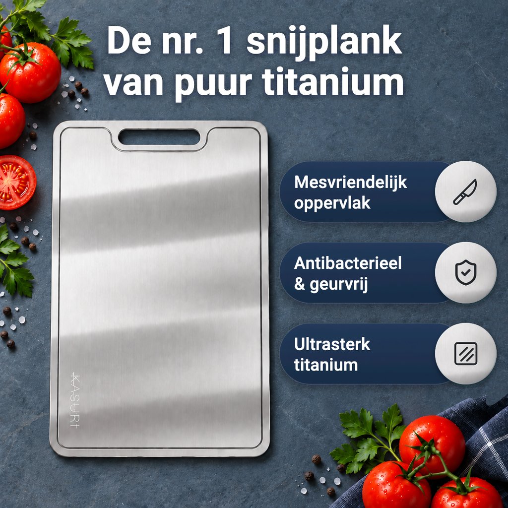 De nr. 1 snijplank van puur titanium: mesvriendelijk oppervlak, antibacterieel en geurvrij, ultrasterk titanium