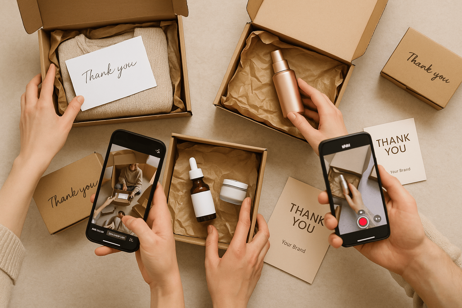 Influencer unboxing seeded products and creating authentic content