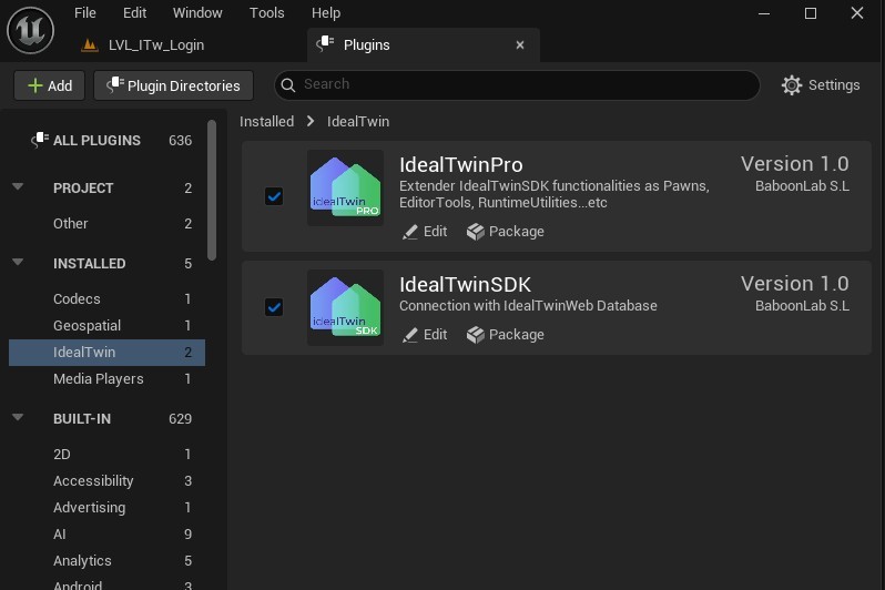 IdealTwin Unreal Engine plugins