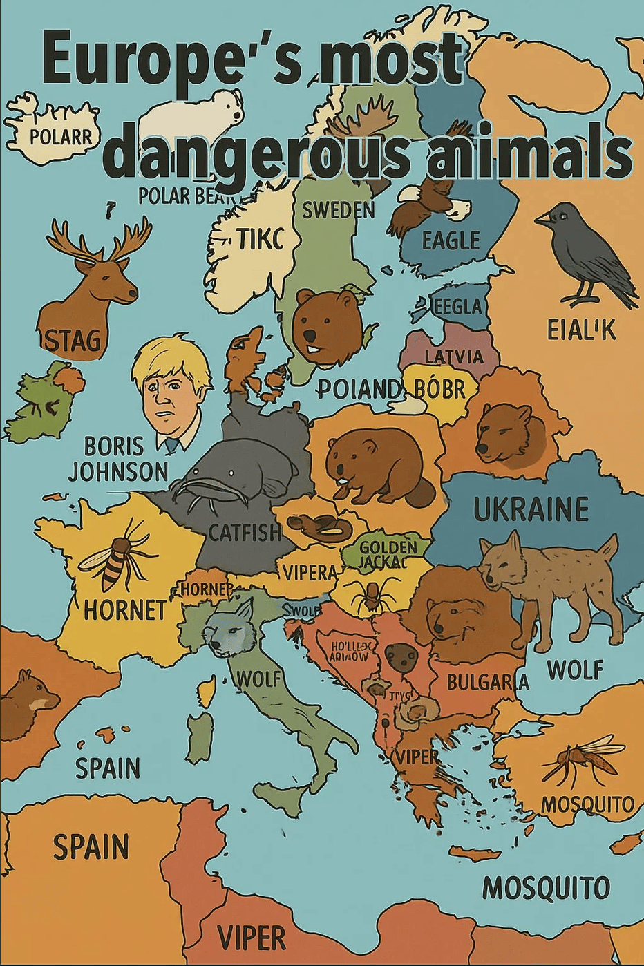 Europe's most dangerous animals, according to AI