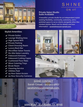 Luxury Salon Suite Available – Shine on 41st