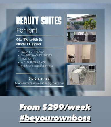 Private, Luxury Beauty Suites Available For Rent – Daily Rates Available