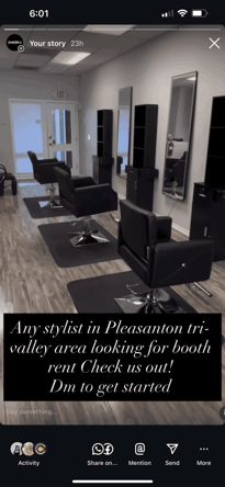 Salon Chair for Rent at Golden Cuts Color – San Rafael, CA