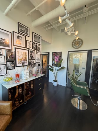 Salon Chair for Rent in gorgeous West Hollywood Salon with views of the Hollywood Hills!