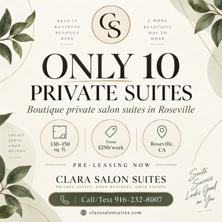 Brand New Private Salon Suites in Roseville | Spacious Rooms | From $250/Week