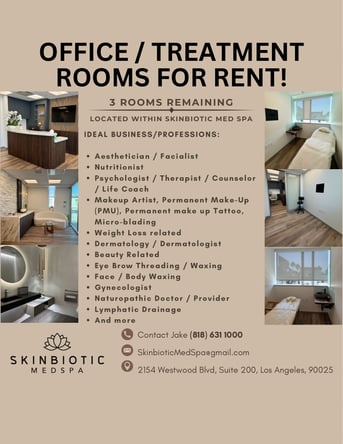 Beautiful treatment rooms / offices for rent inside of a Gorgeous Med Spa in LA