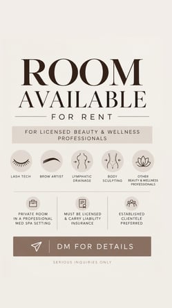 Room for rent in medical spa in burbank CA