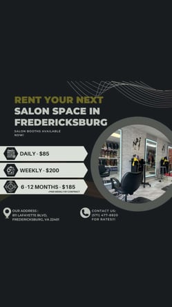 Salon booth rental in Fredericksburg Va