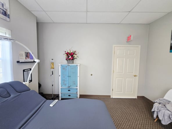 Furnished 133 sq ft Treatment Room with Gretta Table | Estheticians & Massage Therapists in The Woodlands