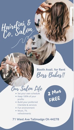 Newly renovated busy salon near Akron/Tallmadge looking for a Booth renter to join our thrive!