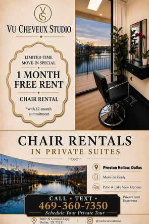 Vu Cheveux Studio | Luxury Chair Rentals | Preston Hollow