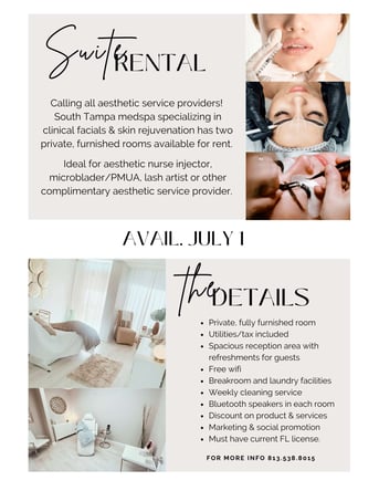 Private Furnished Spa Suites Available