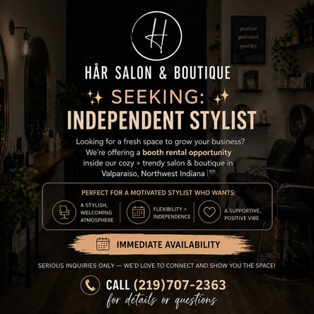 Booth Rental Opportunity in Valparaiso, IN — Hår Salon & Boutique