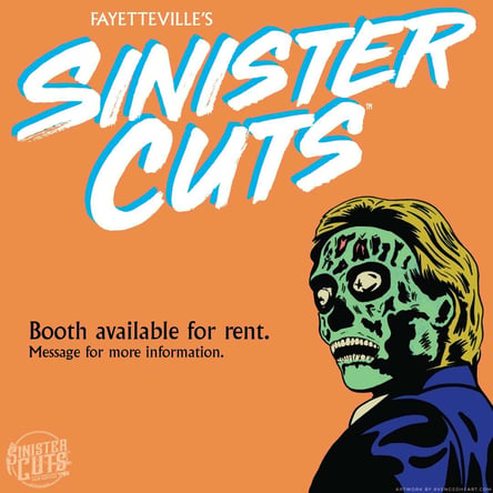 Booth for rent in horror themed barbershop/salon
