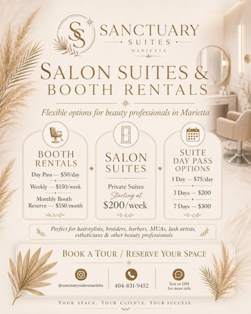 Affordable Daily & Weekly Booth Rentals in Marietta, GA – Starting at $150/week