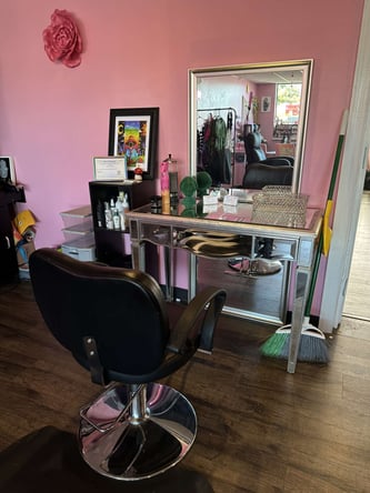 Hair chair available in a fun, chill salon