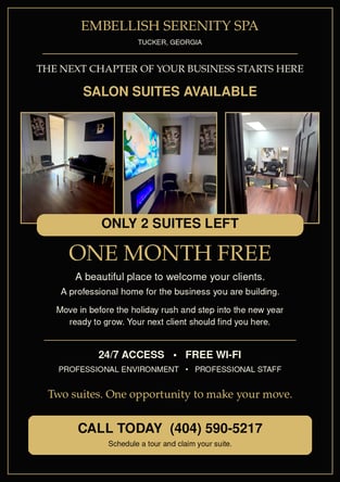 Embellish Serenity Spa | Private Beauty Suites | 1 Month Free