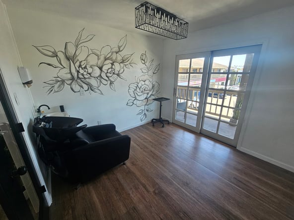 Private Salon Suite with Balcony & Sink/Shampoo Bowl – PMU Approved in Huntington Beach