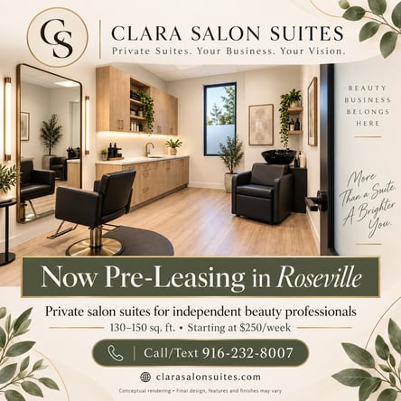 Brand New Private Salon Suites in Roseville | Spacious Rooms | From $250/Week