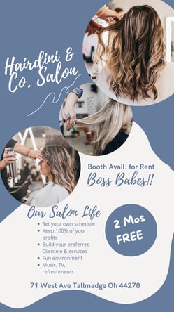 Newly renovated busy salon near Akron/Tallmadge looking for a Booth renter to join our thrive!
