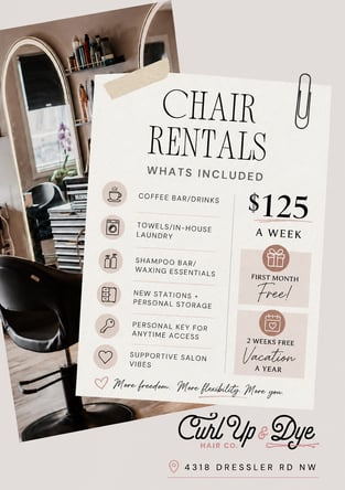 First Month FREE! Hairstylist Booth in Canton – Just $125/Week