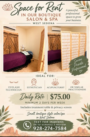 Sedona Treatment Room for Rent: Your Private Oasis at Canyon Radiance
