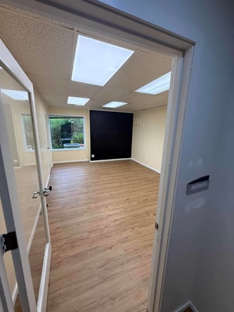 Salon with plumbing available now. $795 mo. Private with reception and HC bathroom
