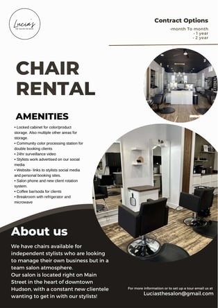 Independent chair rental in a supportive salon environment