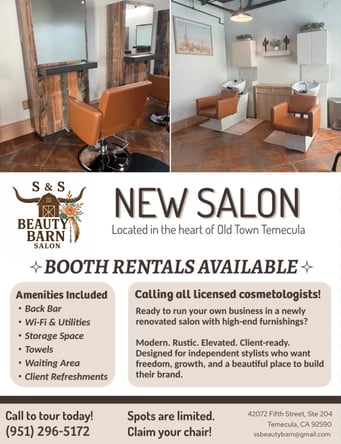 Rustic Charm Booth Rental in Old Town Temecula