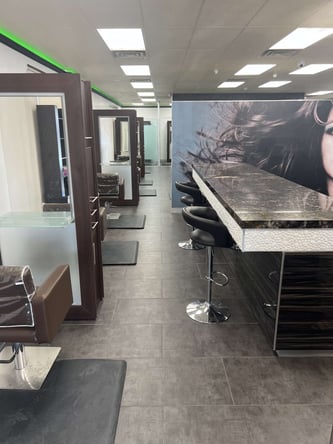 Newly reopened hair and nail salon with booths available for rent
