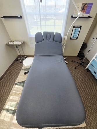 Furnished 133 sq ft Treatment Room with Gretta Table | Estheticians & Massage Therapists in The Woodlands
