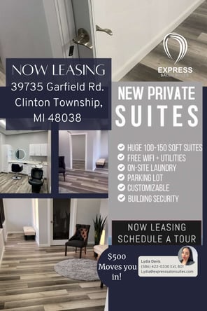 Brand new salon suites Clinton Township