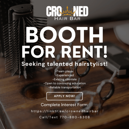 Booth for Rent – Crowned Hair Bar