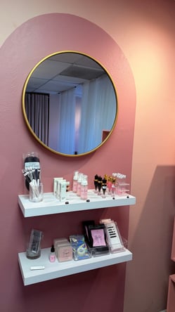 A booth for Lash, Brow, Makeup, Facials in Boutique Salon – Bay Park, San Diego