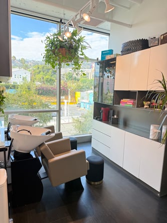 Salon Chair for Rent in gorgeous West Hollywood Salon with views of the Hollywood Hills!