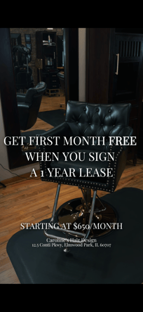 Booth / Chair Available at Caroline’s Hair Design – Elmwood Park FIRST MONTH FREE | Only $650/month