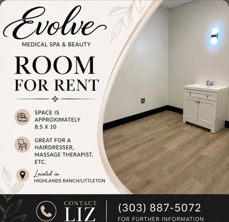 Available suite for rent Hairdresser, Massage or Nail Busy Medical Spa – Highlands Ranch/Littleton