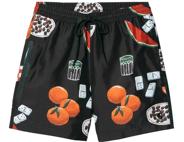 Carhartt WIP - Slater Swim Isis Maria Dinner Print/Black - Board Shorts - black - M - 100% Polyester