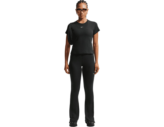 Nike Womens Sportswear Rib Tight Short Sleeve T-Shirt, Black, Size Xl, Women