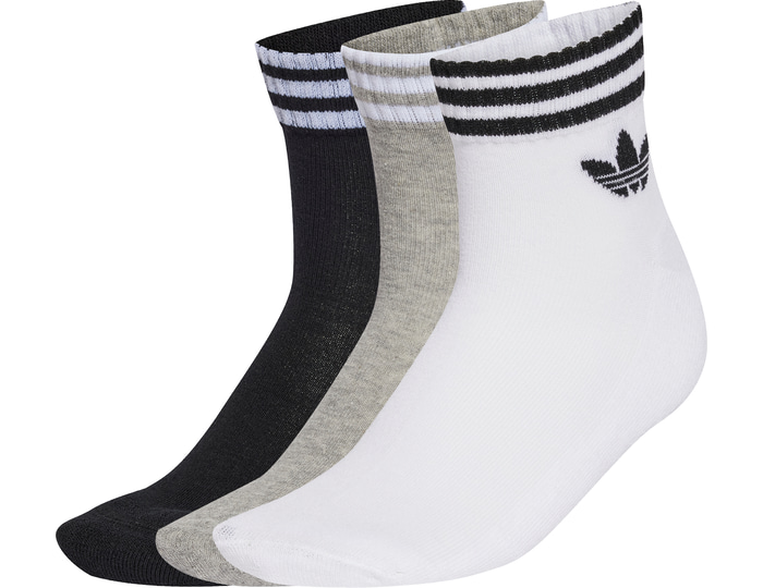 Adidas Ankle 3 Pack Unisex Socks - Grey - Size 11-12.5 - Cotton