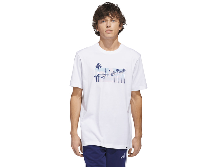 Adidas White Summer Sunset T-Shirt Large
