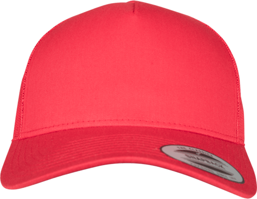 Flexfit 5 Panel Retro Trucker Cap Red