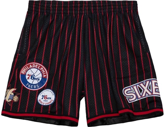 Product gallery, 1 of 8, Mitchell and Ness NBA Philadelphia 76ers 1983 Champion Pantalones cortos Negro