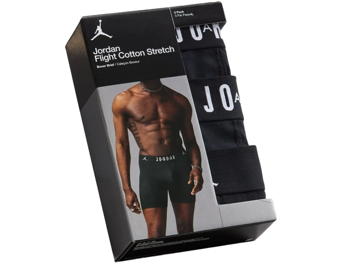 Jordan Herren Schwarz Boxershorts Flight Cotton Core 3-Pack Boxer Brief Klein - Image 6