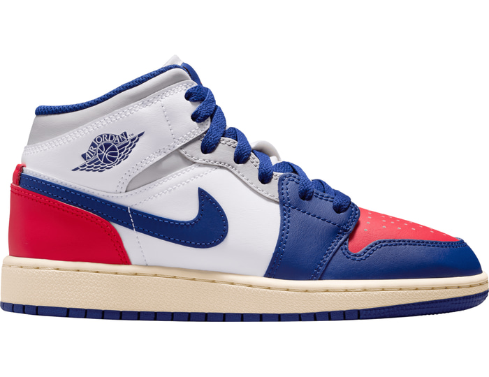 Jordan Air Jordan 1 Mid herensneaker wit, zwart en rood
