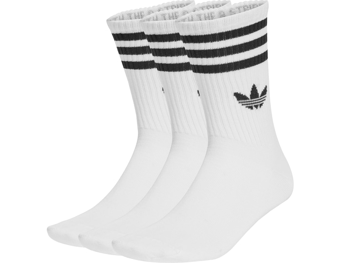 Adidas Mid Cut Crew 3 Pack Unisex Socks - White - Size